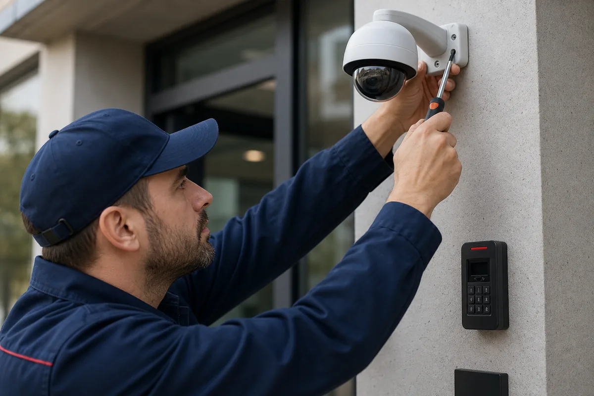 Instalación profesional de cámara CCTV y control de acceso